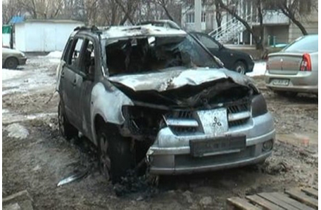 В Харькове сожгли авто полицейского