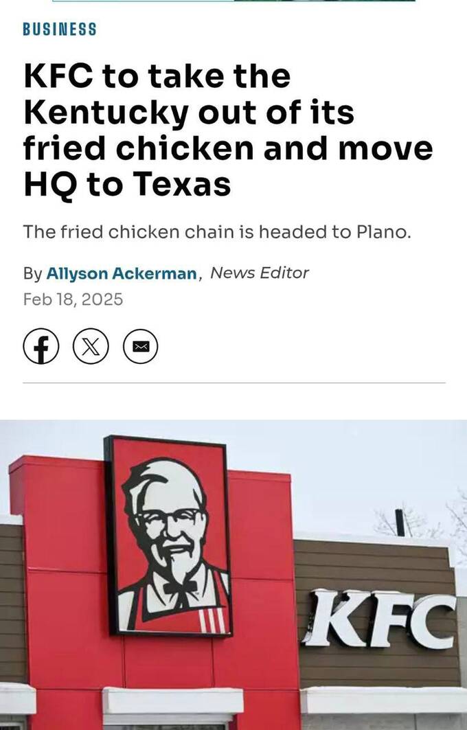 KFC переносит главные офисы из Кентукки в Техас qqkirihuidddkmp