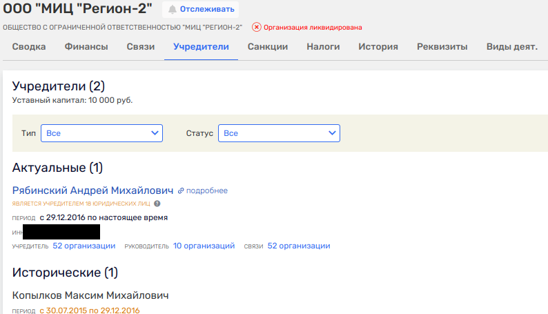 Скандальная ликвидация по Рябинскому: фирмы-прокладки ушли на слив?